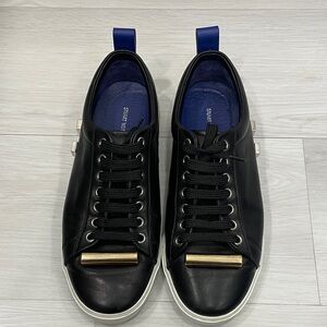 Stuart Weitzman Galaxy Aoki Black Leather Sneakers Size 8